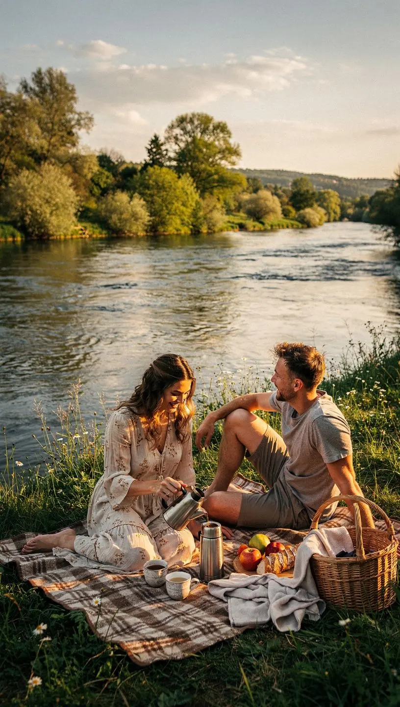 Pohľad na pokojný záhradný kút s čajovým stolíkom a pohodlnými vankúšmi.